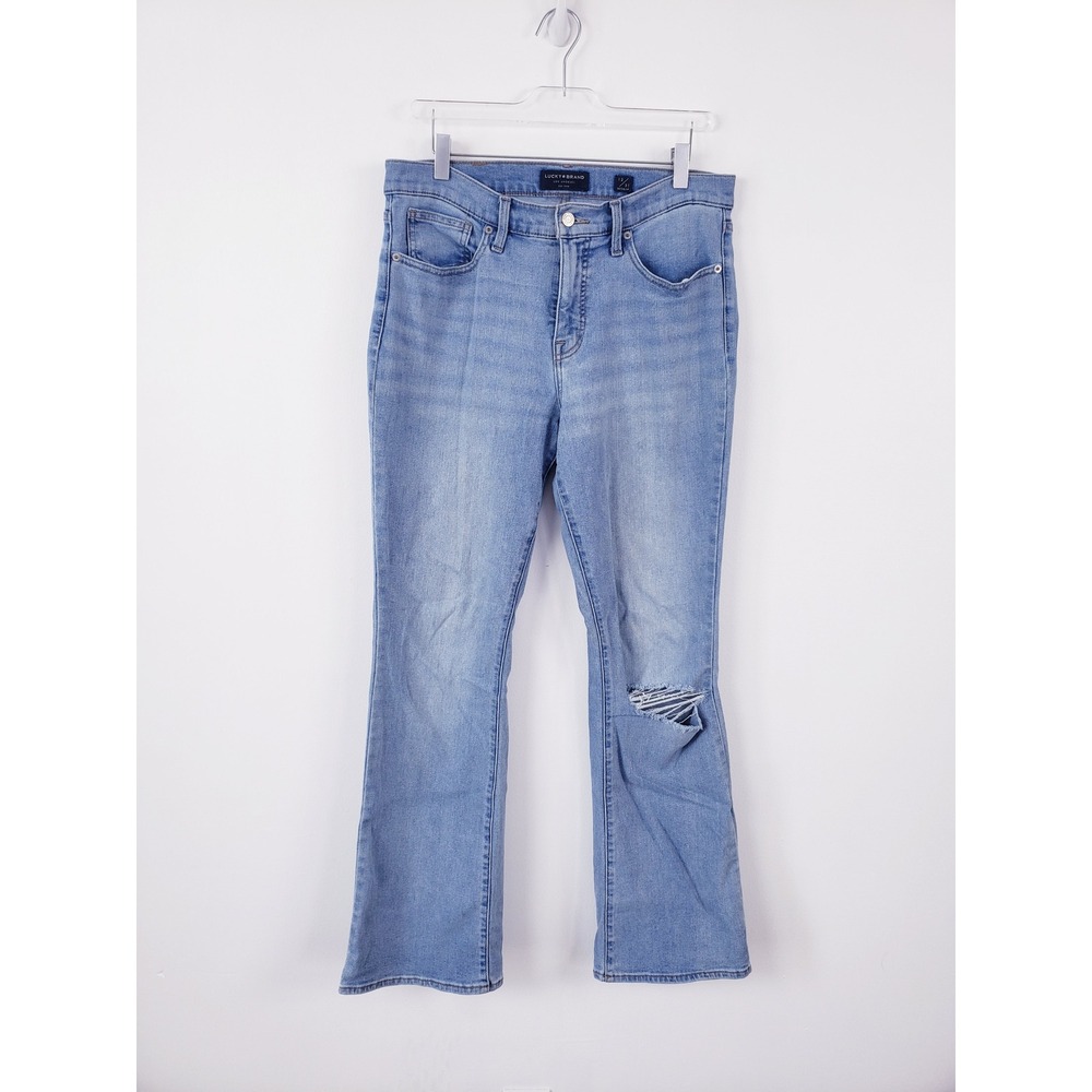 Lucky Brand Mid Rise Ava Boot Jeans Light Wash Distressed Womens Size 12/31